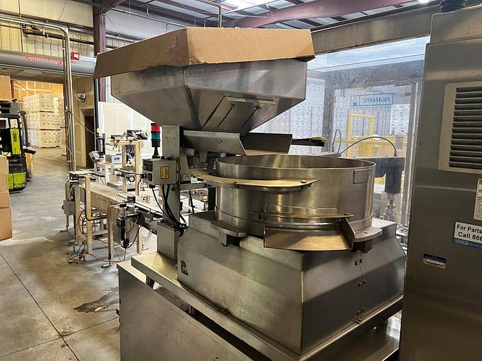 Used Filamatic 2-Head Cubitainer Filler and Capper with Conveyor