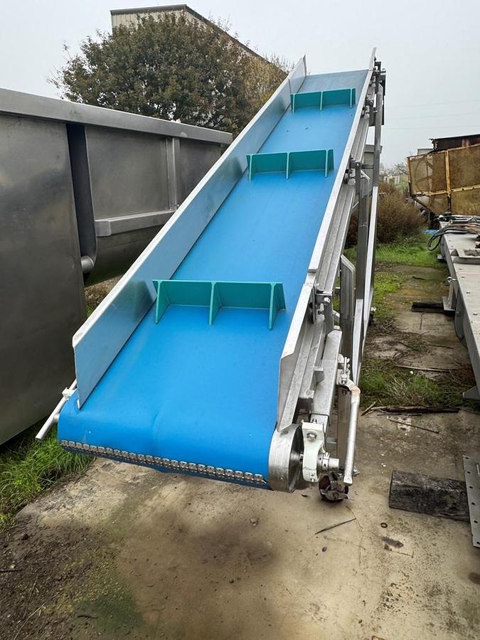 Used Conveyor, Belt, Incline, 24” W x 13’ L, Stainless Steel, Cleated, 2 HP, #5991605