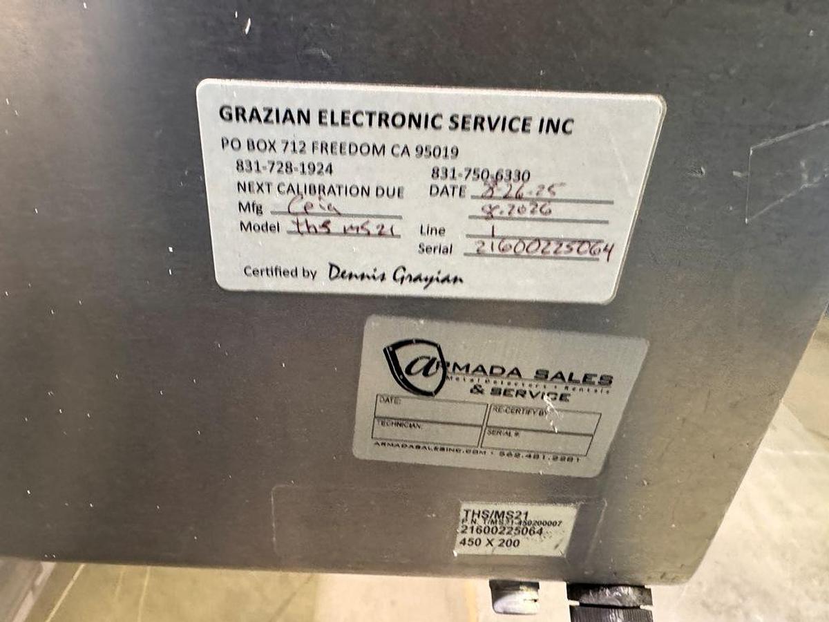 Used Detector, Metal, 17" x 7", CEIA, Model THS/M5, Stainless Steel, #5991842