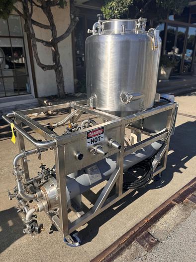 Used CIP, 1-Tank, 100 Gallon, Heat Exchanger, Chromalox Heater, Pumps, #5991176