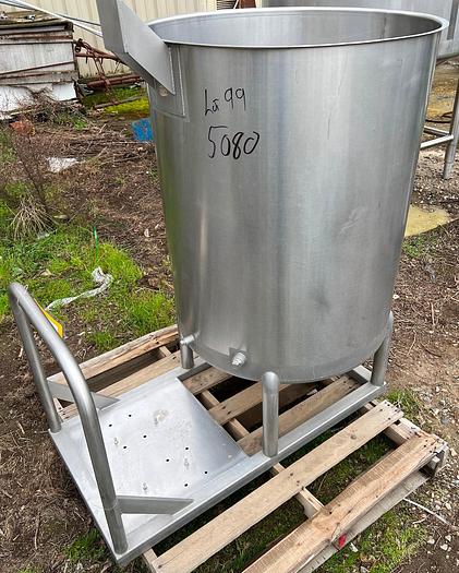 Used Tank, 100 Gallon, Stainless Steel, Open Top #S744982