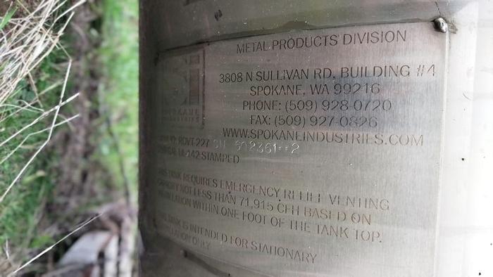 Used Tank, 300 Gallon, 316L Stainless Steel, UL 142, 2' x 11', #S743625