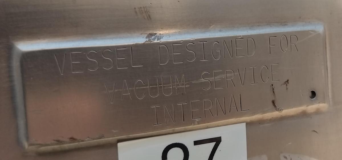 Used Tank, 118 Gallon (450 Liter), 316 Stainless Steel, Pressure Rated, Lee Industries. #5991483