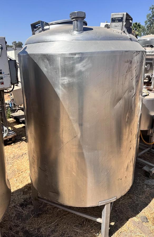Used Tank, 200 Gallon, Stainless Steel, Half-Pipe Jacket, Agitator Mount, Cherry-Burrell, #5991981