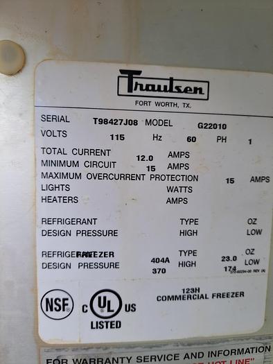 Used Refrig, Freezer, Traulsen, Two Section, Mdl G22010 #S745506