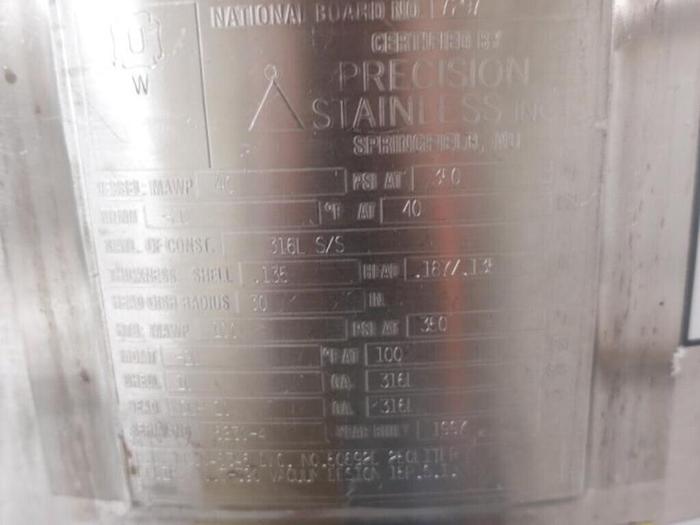 Used Reactor, 65 Gallon (250 Liters), 316L S/St, Jkt, Agitated #S745444