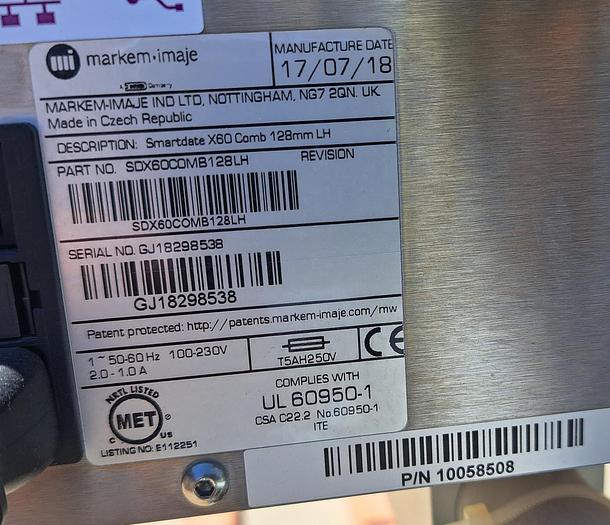 Used Printer, Thermal Printer, Markem-Imaje SmartDate X60, 2014 #S745249
