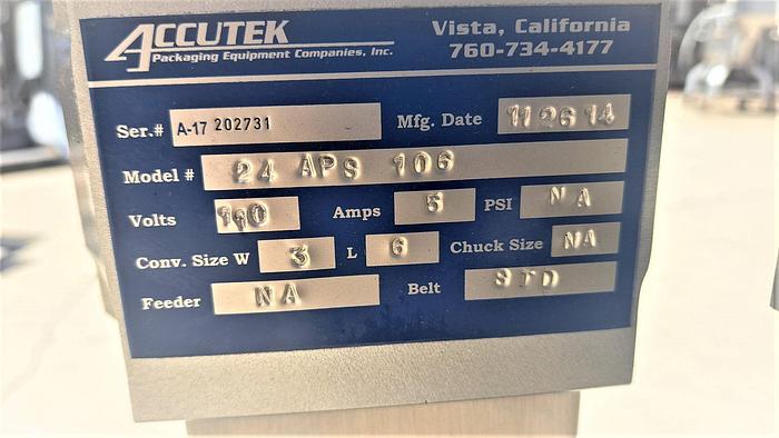 Used Labeler, Pressure Sensitive, Accutek 24 APS 106,  Includes Turntables #S745248