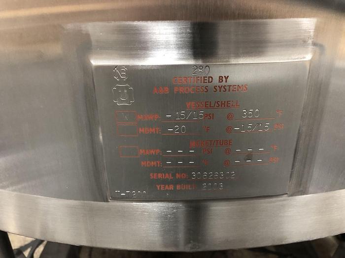 Used CIP Skid, 2-Tank, 230-Gallon, 316L Stainless Steel, A&B Process Systems - #4750220