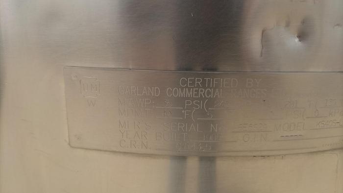 Used Kettle, 40 Gallon, Stainless Steel, Garland, Mdl K40S-L 8E6892 #S745068
