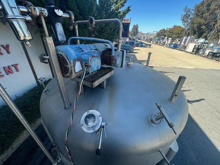Used Tank, 500 Gallon, Stainless, 6' Diameter, Steep Cone Bottom