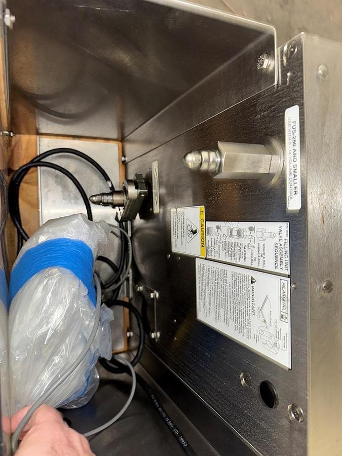 Used Filler, Piston, Monoblock, M&O Perry with (3) Filamatic Piston Fillers, Crimper, Stainless Steel, #5991418