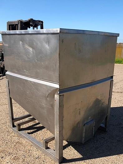 Used Bin, 50 CF, S/st, 48" x 48" x 64", Forklift, Slope #S743793