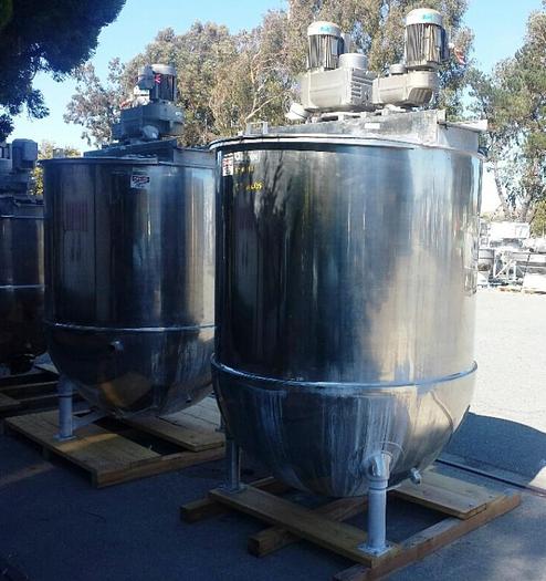 Used Kettle, 750 Gallon, S/St, Jkt, Dbl Agit, Groen, Scraper
