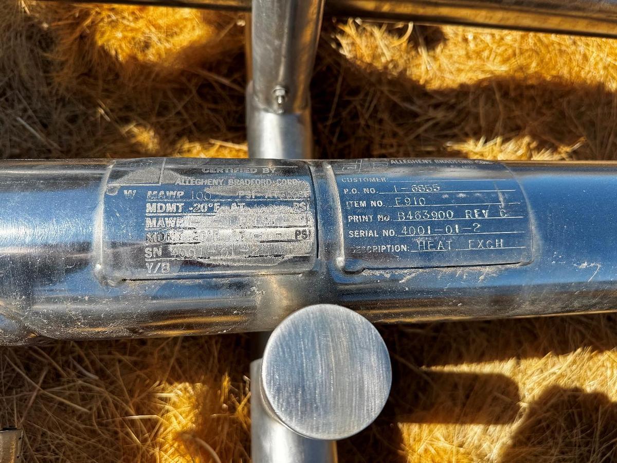 Used Heat Exchanger, Tube-in-Tube, 30 SF, 6-Pass, Allegheny Bradford, 4"/2", 100 PSI, #5991499