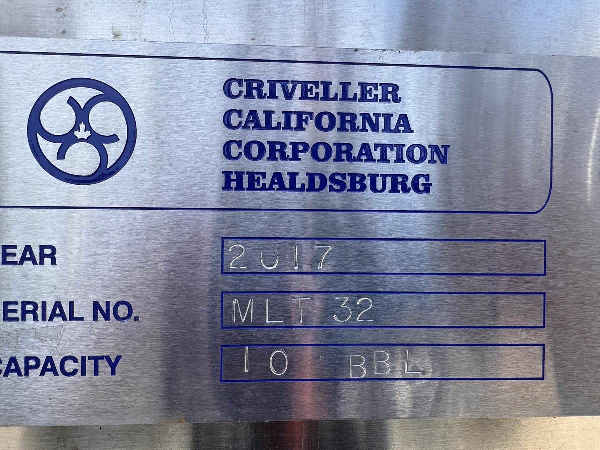 Used Tank, 375 Gallon, 304 Stainless Steel, Jacketed Fermenter, Criveller, Cone Bottom, #5991399