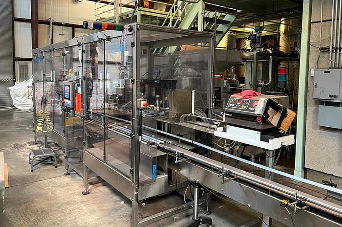 Used Filamatic 2-Head Cubitainer Filler and Capper with Conveyor