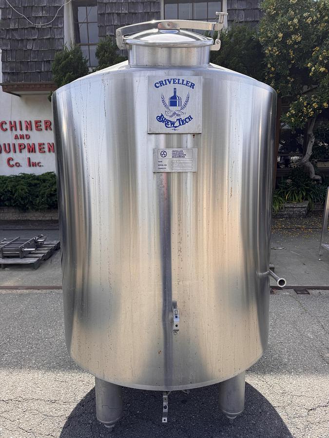 Used Tank, 375 Gallon, 304 Stainless Steel, Jacketed Fermenter, Criveller, Cone Bottom, #5991399