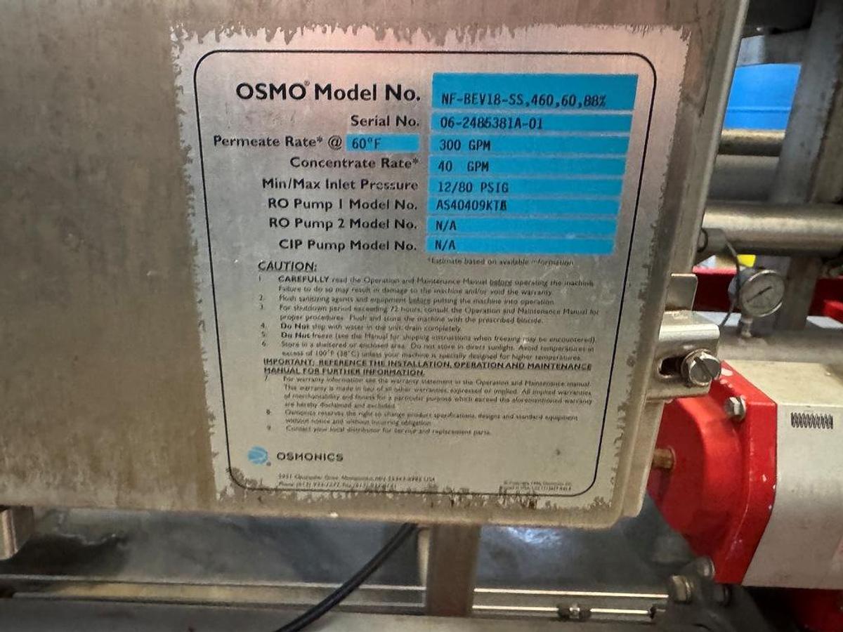 Used Filtration System, 300 GPM Nano Filtration & Permeate Storage, Osmonics/Promac/Aquafine, #5991631