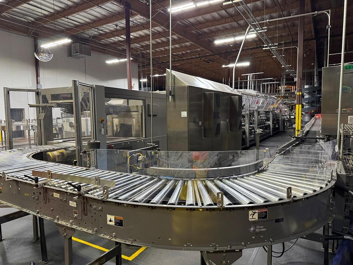 Used Bottling Line, 400 BPM, US Bottlers Filler, Krones Labelers, Fuji Intersleeve, Kisters Packer, #5991610
