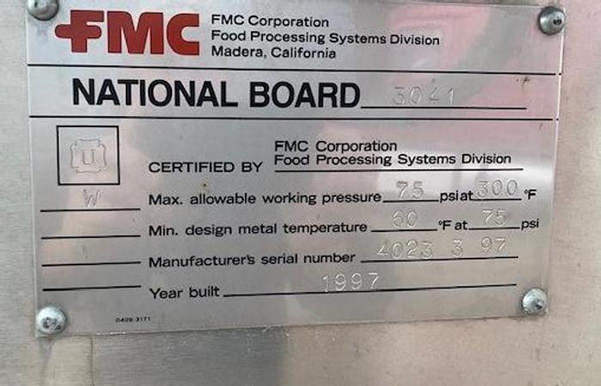 Used Autoclave, Retort, 35" X 36", Stainless Steel, 75 PSI, FMC ABRS, #5991923