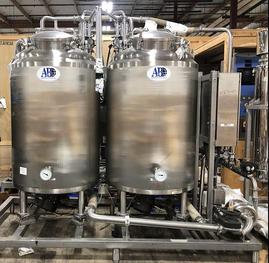 Used CIP Skid, 2-Tank, 230-Gallon, 316L Stainless Steel, A&B Process Systems - #4750220