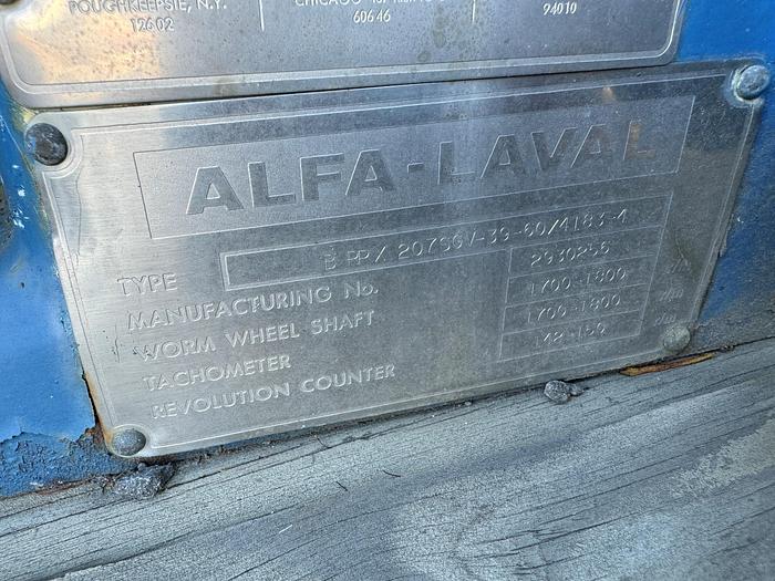 Used Centrifuge, Disc, Auto, Delaval, BRPX-207-39S, 316 S/st, #Z201101