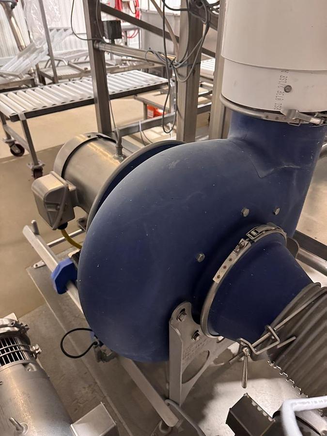 Used Screen, Dewatering, 24" x 11' long, Heinzen 15 HP Air knife blower, Stainless, #5991845