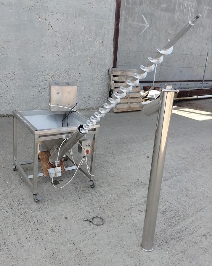 Used Conveyor, Screw, 4” x 91", Stainless Steel, Incline, 64.5" Discharge, #5991501