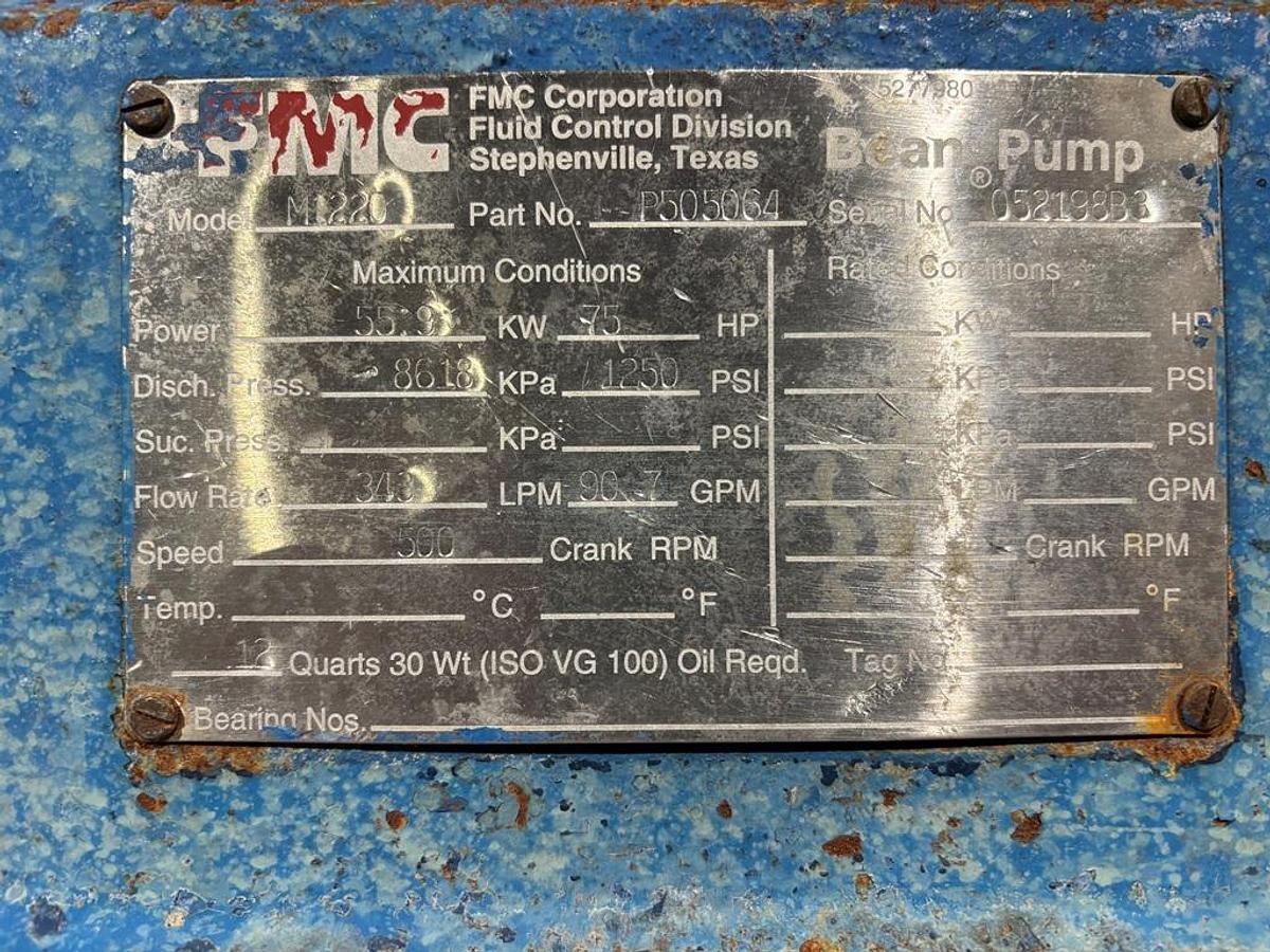 Used Pump, Piston, FMC M220 Bean Piston Pump, Ceramic, 75 HP, (Qty 3), #5991756