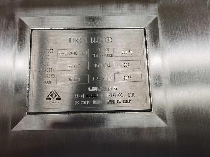 Used New 25 Cubic Foot Stainless Steel Ribbon Mixer, 7 HP