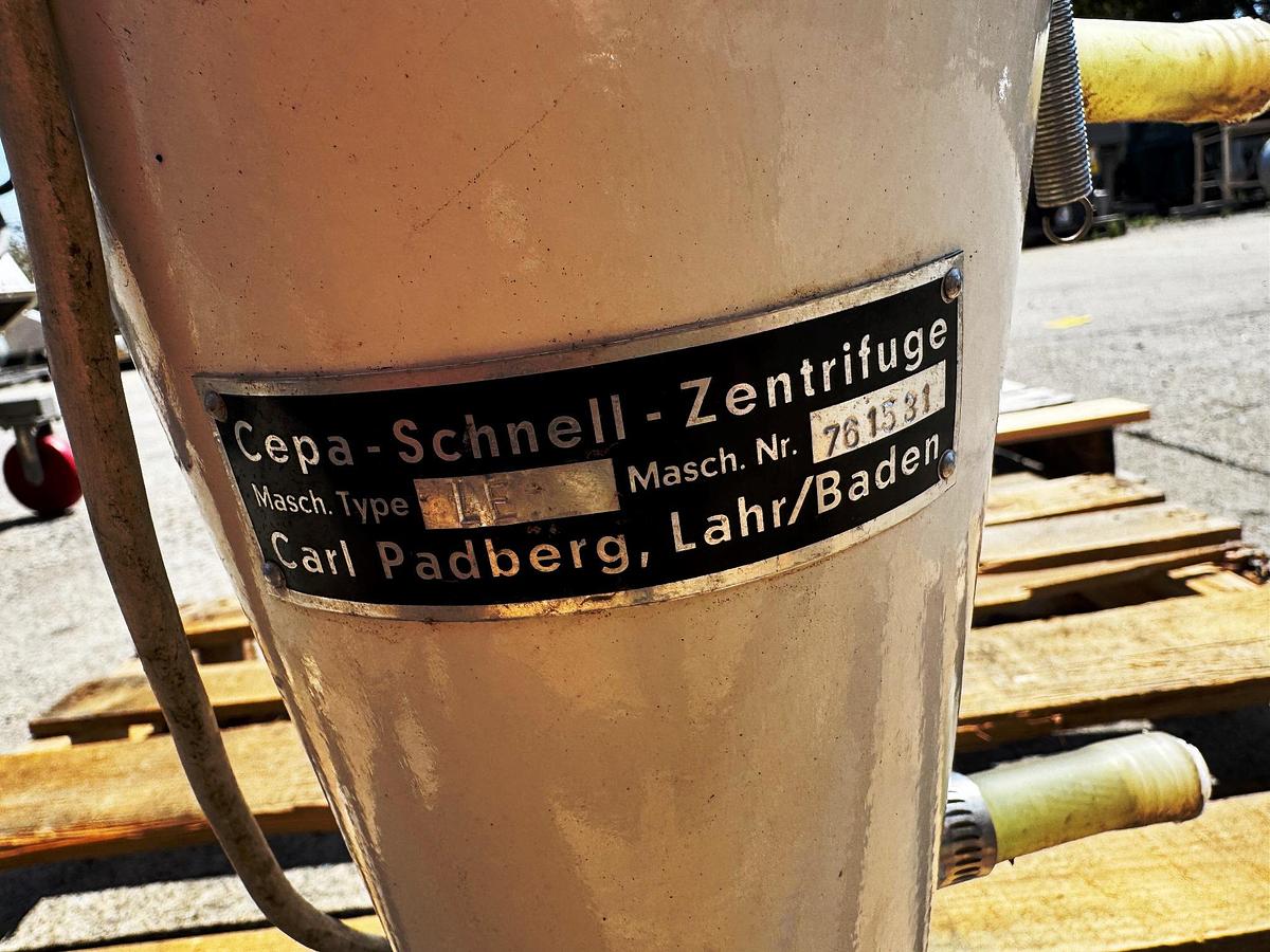 Used Centrifuge, Tubular Bowl, Cepa-Schnell, Type LE, 44 mm, 0.2 Liter, 45,000 RPM, #5991515