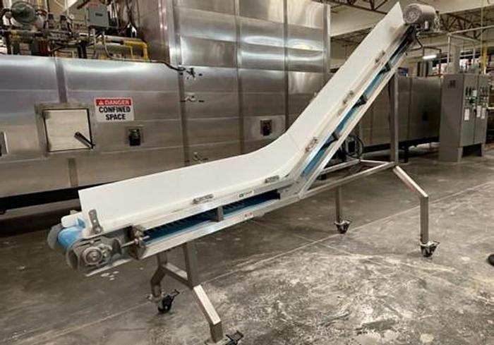 Used Conveyor, Belt, Incline, Cleated, 12" x 91", Stainless Steel, Andgar, 1 HP #C745226