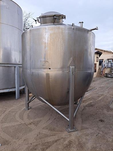 Used Tank, 2,000 Gallon, Stainless Steel, Agitated, DT/DB #S745019