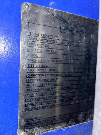 Used Centrifuge, Separator, 380v, Liquid Discharged, Alfa Laval, VNPX 507 #5990954
