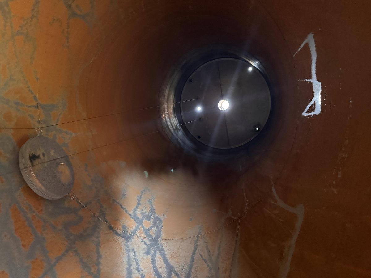 Used Tank, 4,200 Gallon, Stainless Steel, 6' Dia x 20' H, Valley Foundry, UL rated, #5991324