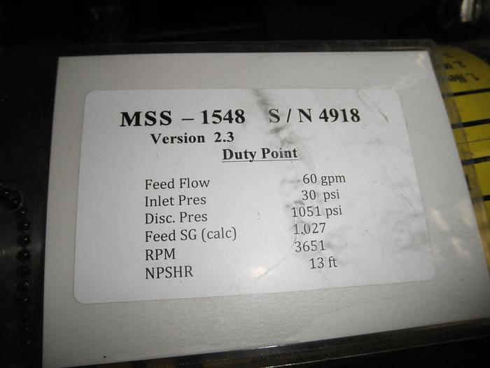 Used Filter, Reverse Osmosis, MSS, S/st, 25 - 35 GPM, 8" Diameter, #C741284