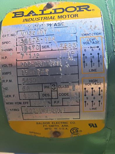 Used Pump, Centrif., 7.5 HP, Fristam, 2-1/2" x 2", Sani, (2) #S737112