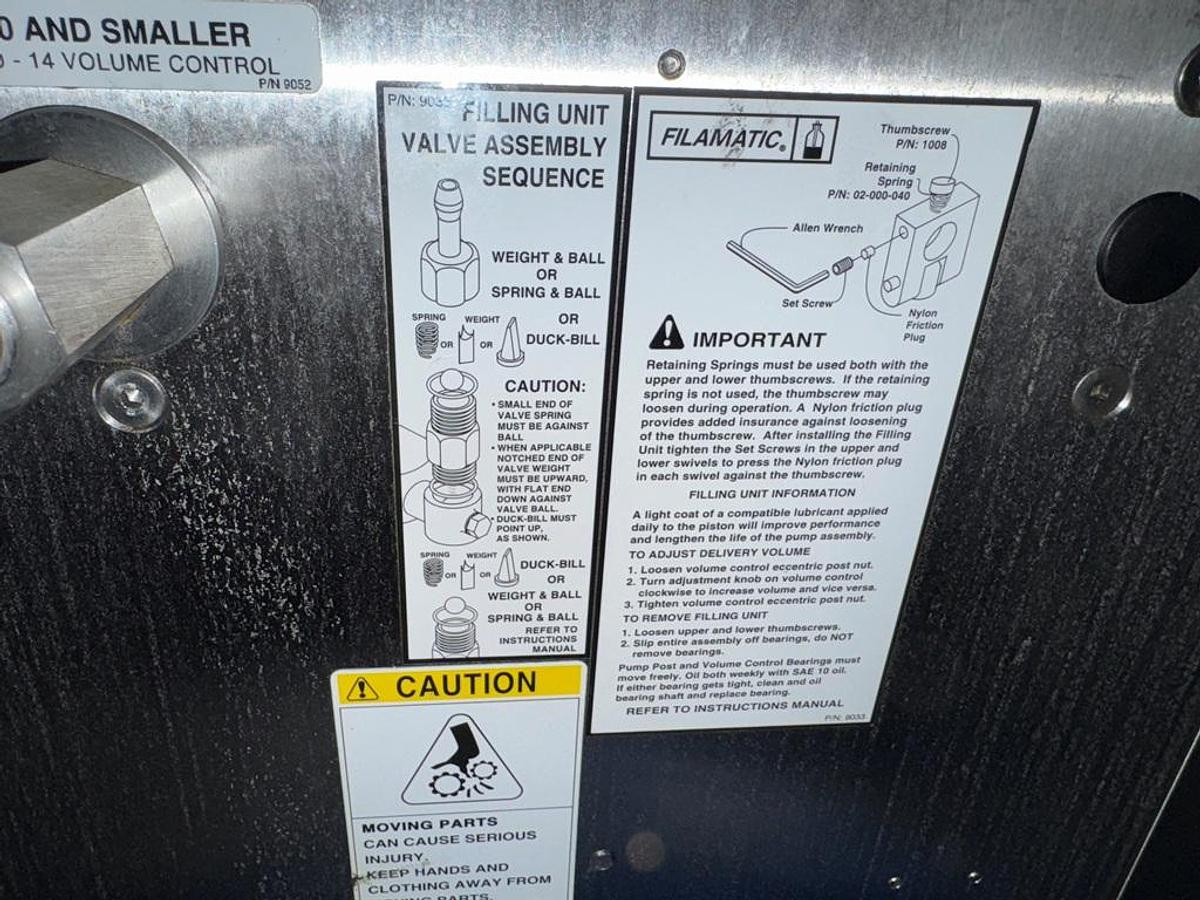 Used Filler, Piston, Monoblock, M&O Perry with (3) Filamatic Piston Fillers, Crimper, Stainless Steel, #5991418