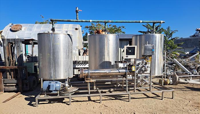 Used CIP System, 3-Tank, Stainless Steel, Pump, Heat Exchanger - #S745273