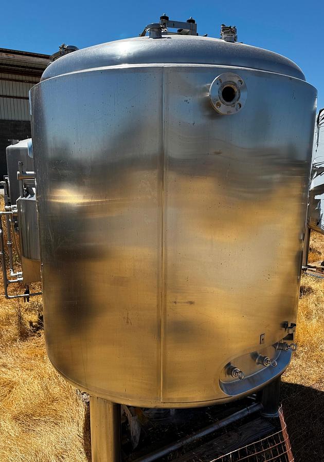 Used Tank, 660 Gallon, Stainless Steel, Jacketed, Agitated, Dish & Cone Bottom, with Mixer, #5991337