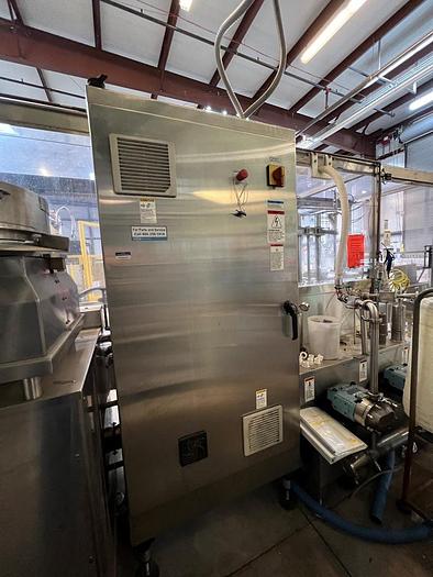 Used Filamatic 2-Head Cubitainer Filler and Capper with Conveyor