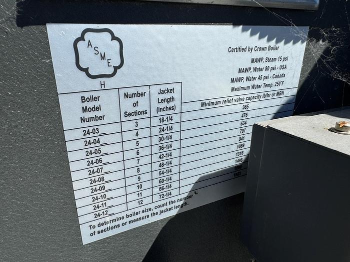 Used Boiler, 23.8 HP, Crown, Mdl 24-06, Steam, BK Series, #5880223