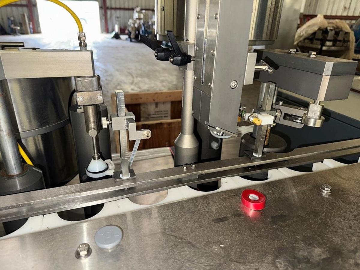 Used Filler, Piston, Monoblock, M&O Perry with (3) Filamatic Piston Fillers, Crimper, Stainless Steel, #5991418