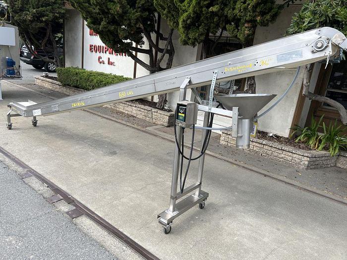 Used Conveyor, Belt, 14" x 19'6", Stainless Steel, Variable Speed, Incline #S744620