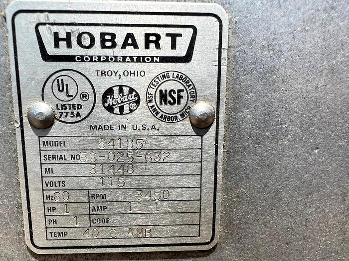 Used Chopper, Bowl, Hobart, Model 84185, 18" Diameter, (2) Blades #C745206