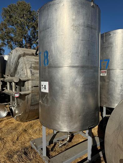 Used Tank, 750 Gallon, 316 Stainless Steel, Cone Bottom, 4' x 8', #5990993