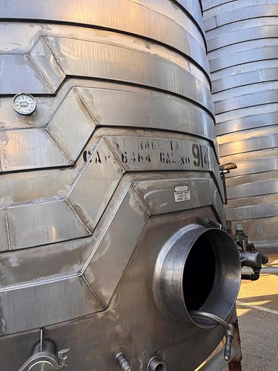 Used Tank, 6,000 Gallon, Stainless Steel, Channel Jacketed, Dish Bottom, Stand Mounted #5991274