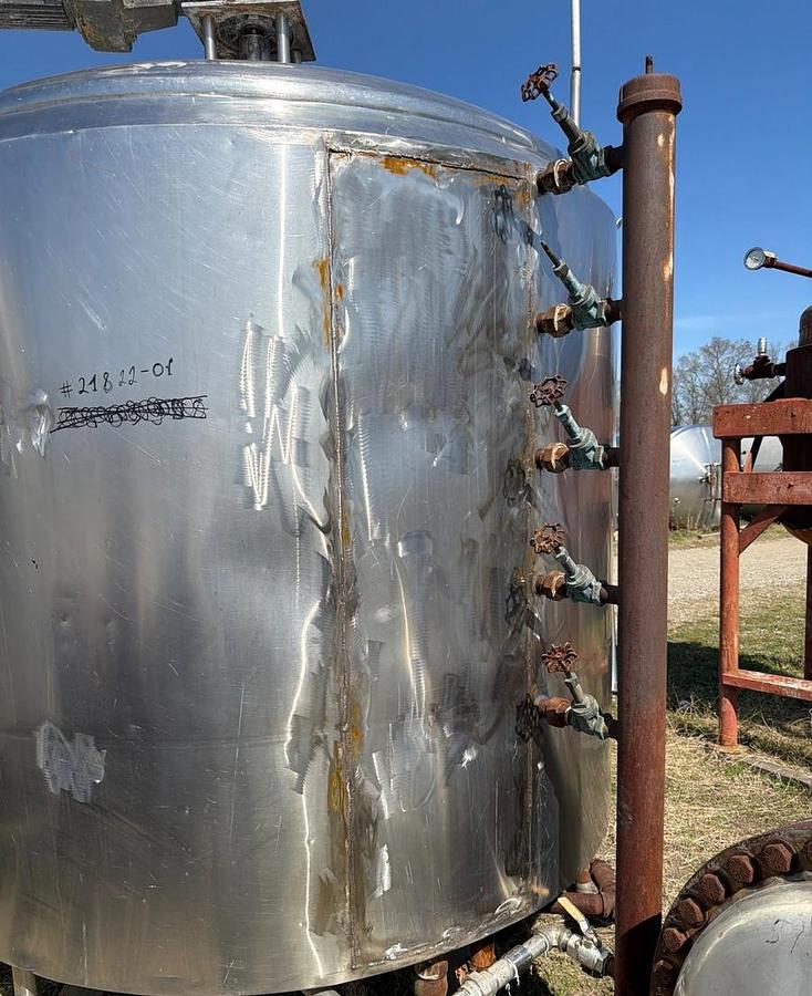 Used Kettle, 1,500 Gallon, Stainless Steel, Half-Pipe Jacketed, Mojonnier, #
