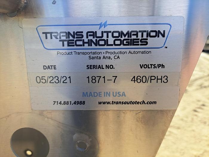 Used Conveyor, Trans Automation Technologies, 3.5" x 7', Stainless Steel Frame #5512923